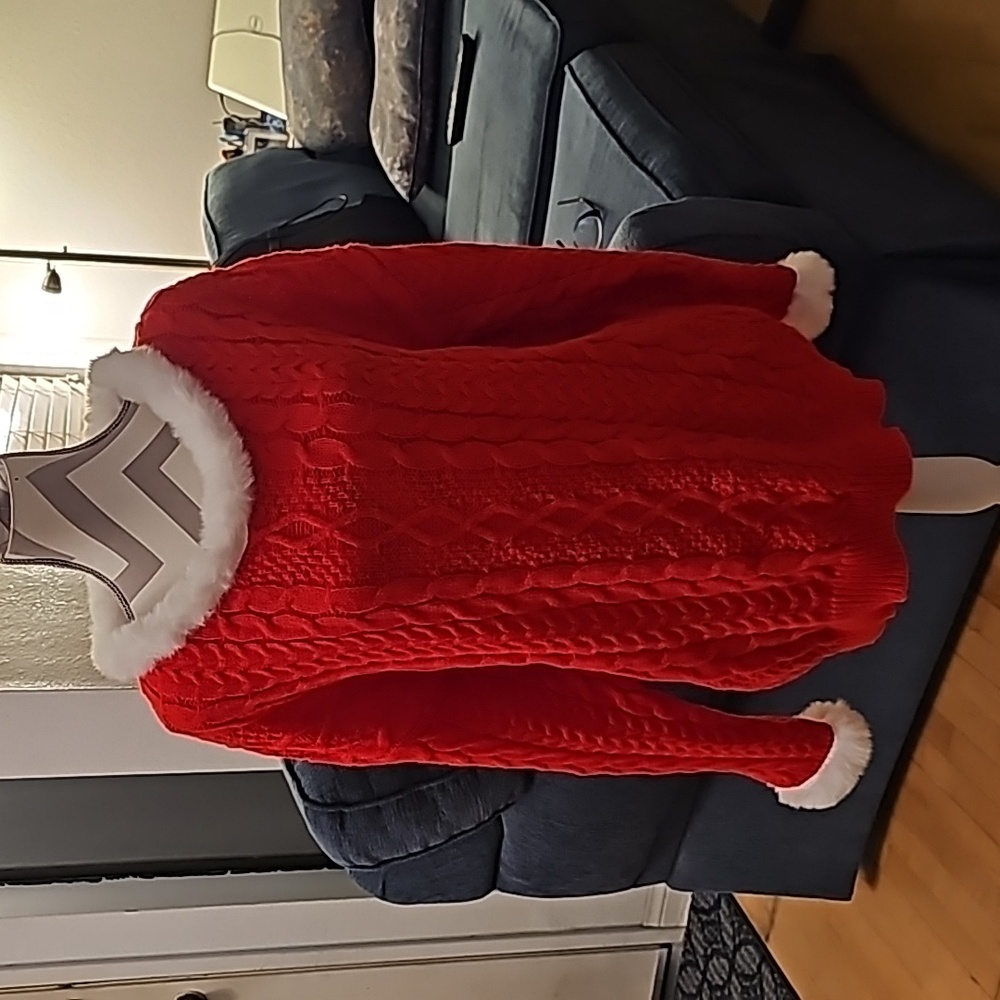 NWT Azzlee XL red sweater with white furry trim